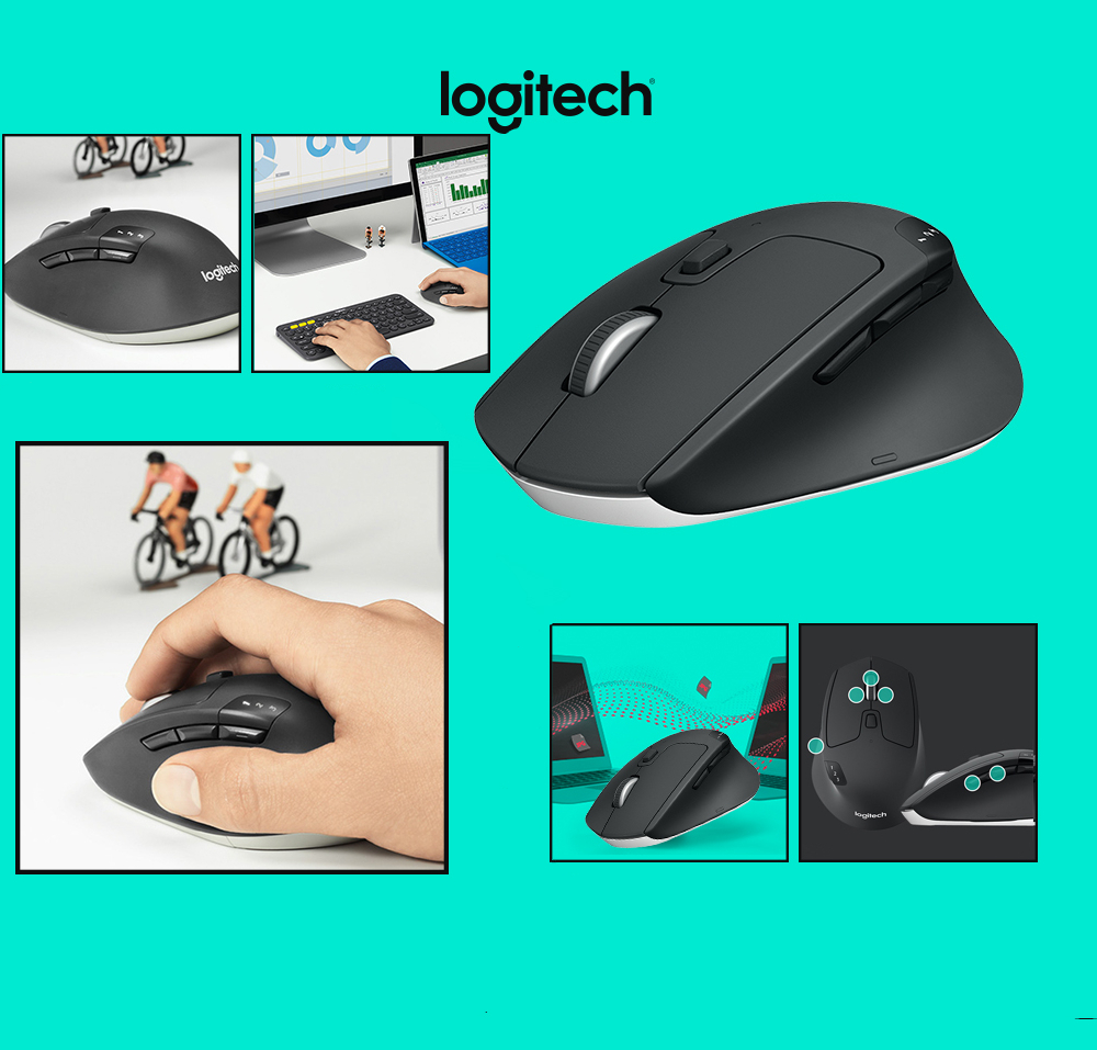 Mouse Logitech M720 Sem Fio Triathlon Tecnologia Flow Unifying Preto 1000DPI - 910-004790
